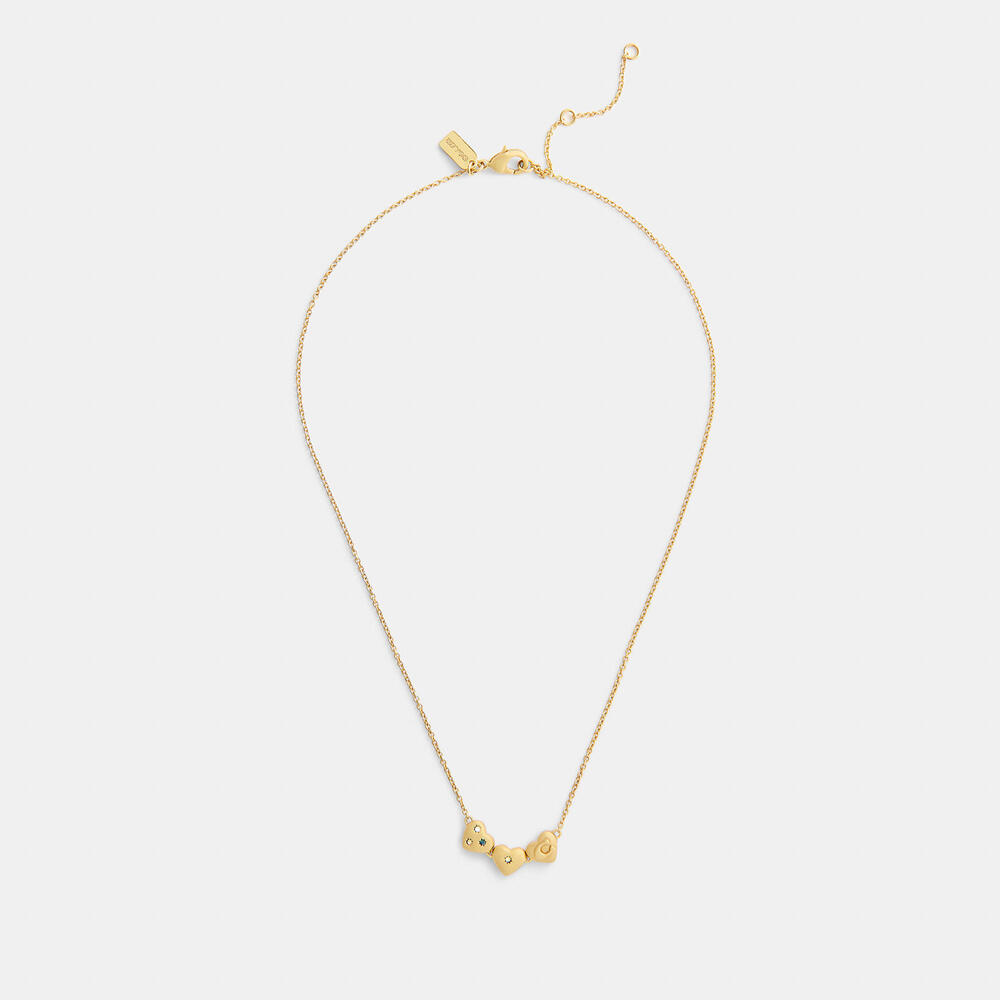 NWT Coach Gold Triple Heart Cluster Pendant Necklace - Picture 4 of 4